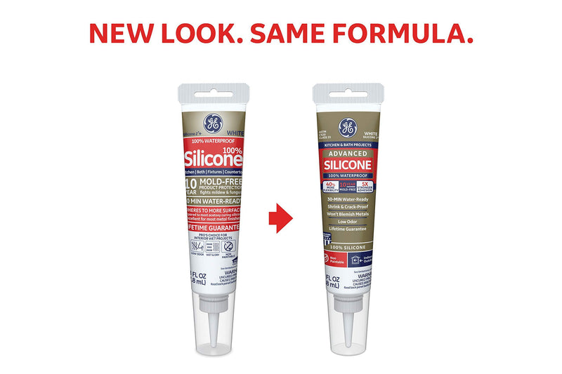 GE Sealants & Adhesives GE286 Advanced Silicone 2 Kitchen & Bath Sealant, 2.8oz, Almond