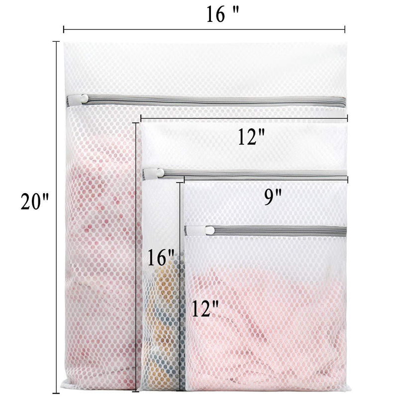 3Pcs Durable Honeycomb Mesh Laundry Bags for Delicates (1 Large 16 x 20 Inches, 1 Medium 12 x 16 Inches, 1 Small 9 x 12 Inches) 1Large, 1Medium, 1Small