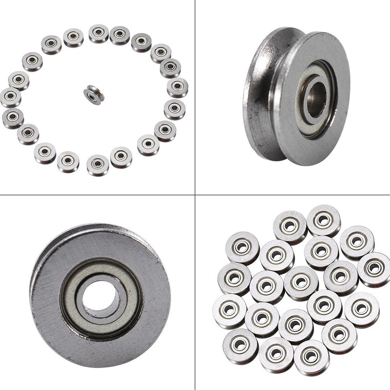 20pcs V623ZZ V Groove Ball Carbon Steel Bearing Pulley for Rail Track Linear Motion System 3x12x4mm