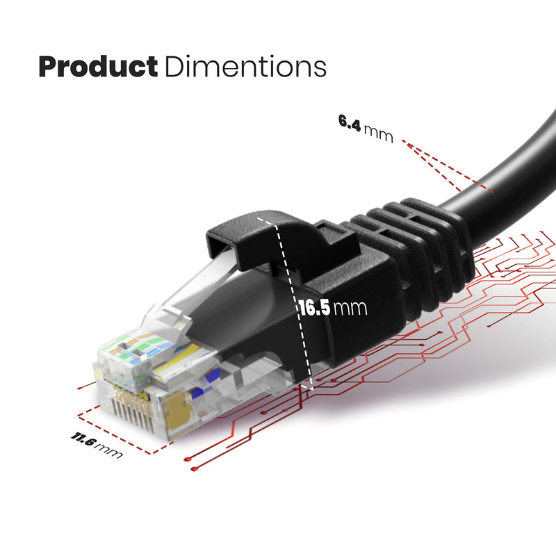 Maximm Ethernet Cable 75 ft CAT6 High Speed Internet Network LAN Cable Cord, Outdoor Waterproof (Black)