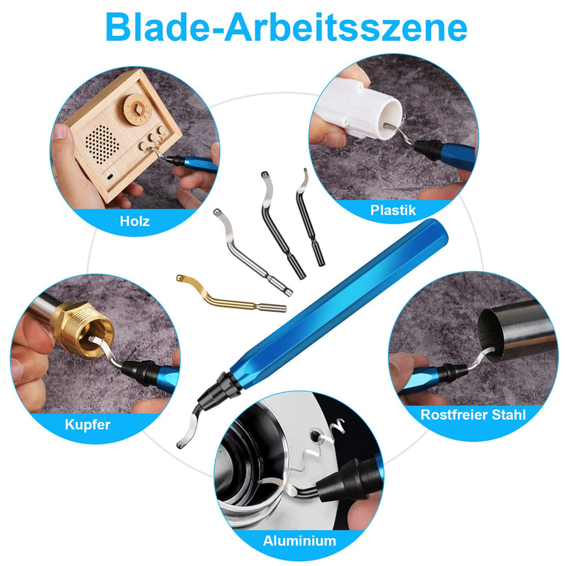 Heeieuk Metal Handle Hand Deburring Tools Burr Cutting with 20 Replacement Blades for Edge&Hole of 3D Printer, Plastic, Aluminum and Stainless Steel Deburring Tools Set