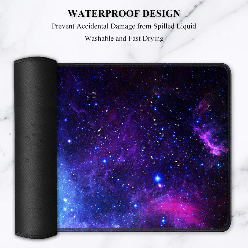 Auhoahsil Large Mouse Pad, Full Desk XXL Extended Gaming Mouse Pad 35" X 15", Waterproof Desk Mat with Stitched Edges, Non-Slip Laptop Computer Keyboard Mousepad for Office and Home, Galaxy Design Amazing Galaxy XXL - Extended size 35.6”x15.8”