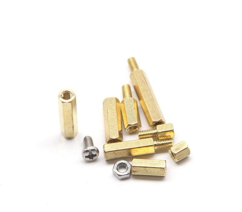 binifiMux 200Pcs M3 Hex Brass Spacer Standoff Srcrews Nuts Assortment Kit, Male Female, Machine Screws Nuts