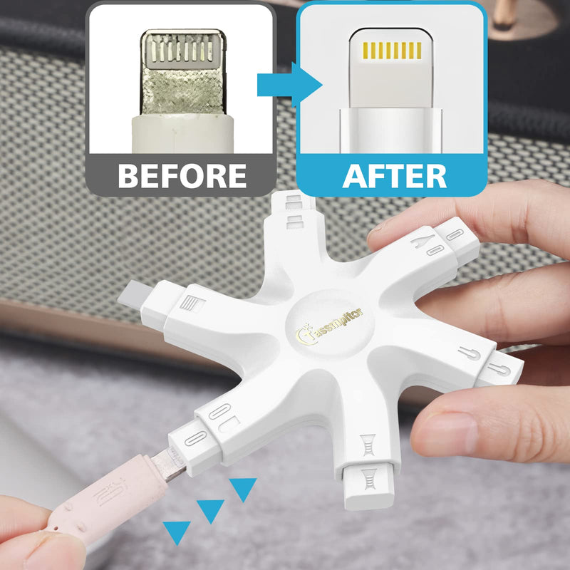 iPhone Cleaning Kit Port Cleaner - Repair & Restore Tool for iPad Pro Watch Cell Phone Charging Port, Lightning Charger Cables Speaker Airpod Cleaning Putty Dust for All Devices - Snowflake Multitool Snow White