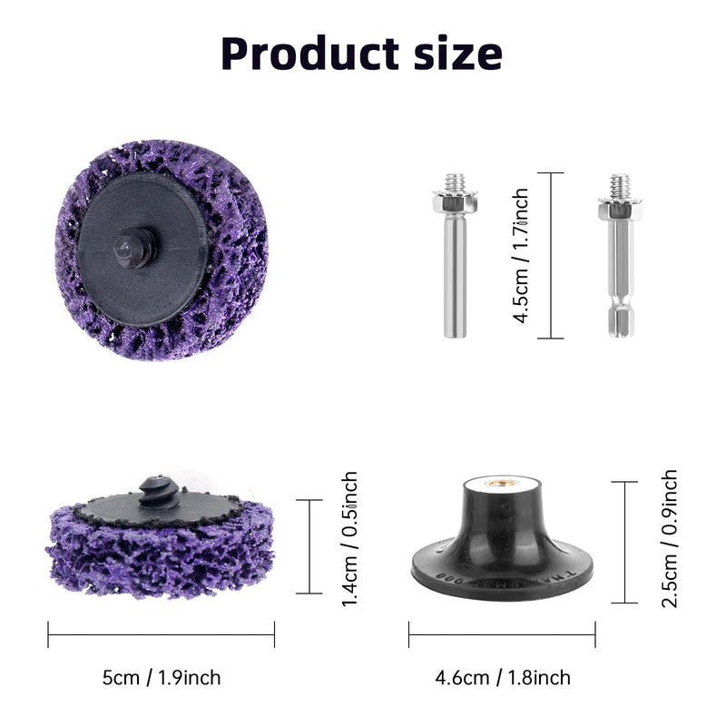 CSD disc grinding disc, 19 pieces 50 mm coarse cleaning disc, drill grinding disc, cleaning disc set for angle grinders of paint, rust welds, oxidation cleaning and removal