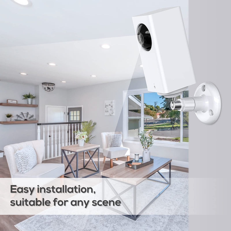 FastSnail Wall Mount Compatible with Wyze Cam Pan & Wyze Cam Pan V2 & Wyze Cam V3, Adjustable Indoor Outdoor Mount for WyzeCam Pan/WyzeCam Outdoor/WyzeCam V3 or Other Cam with Same Interface 2 Pack White