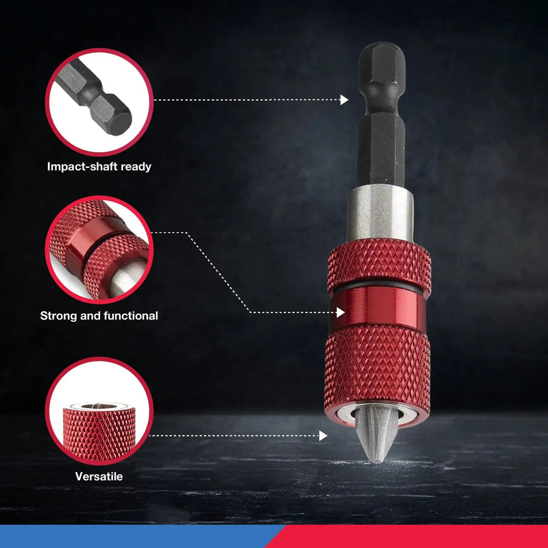 NEIKO 00238A Adjustable Depth Screwdriver Bit Holder | Quick Change | Impact Ready | Magnetic Tip | Red