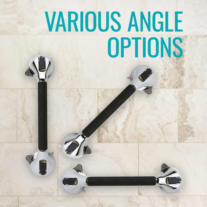 DMI Suction Cub Grab Bars for Bathroom, Shower Grab Bar, Shower Handles for Elderly, Grab Bars for Bathtubs and Showers, Suction Grab Bar for Shower, Tub Grab Bar, Chrome 16 Inch