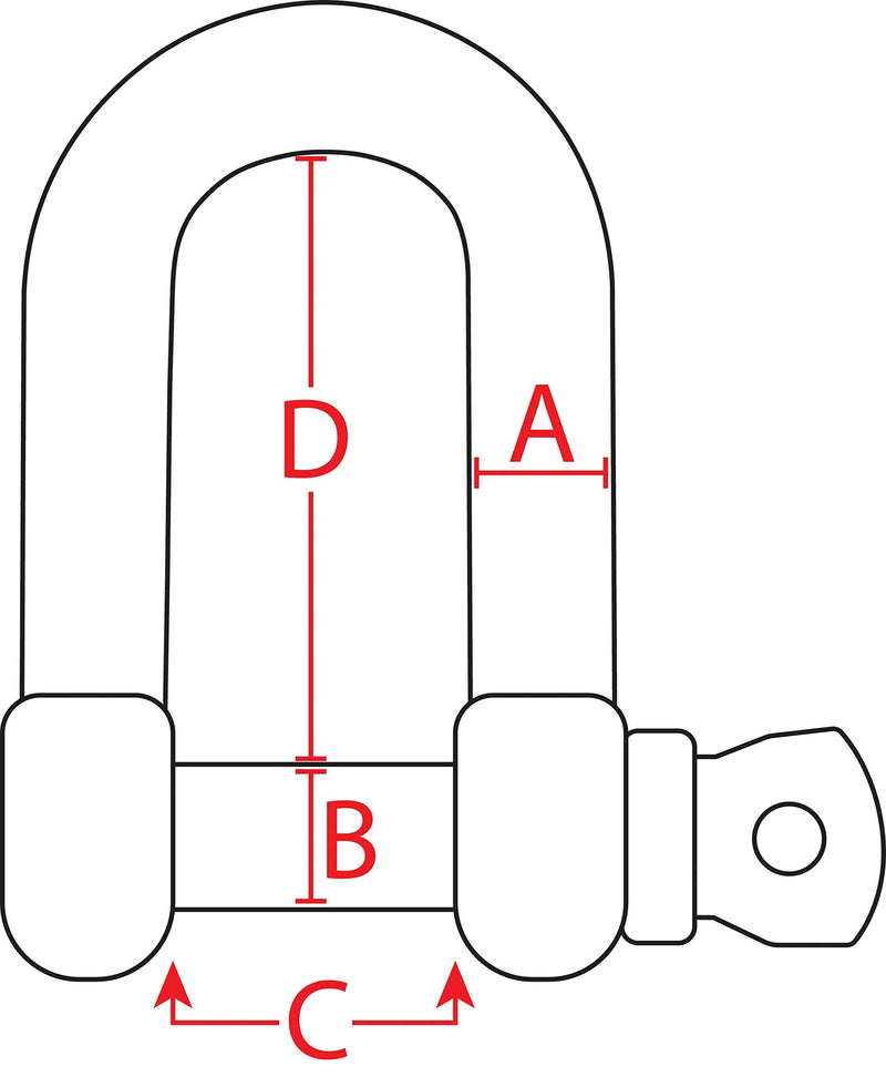 Extreme Max 3006.8249 BoatTector Stainless Steel D Shackle - 5/8" 5/8" Each