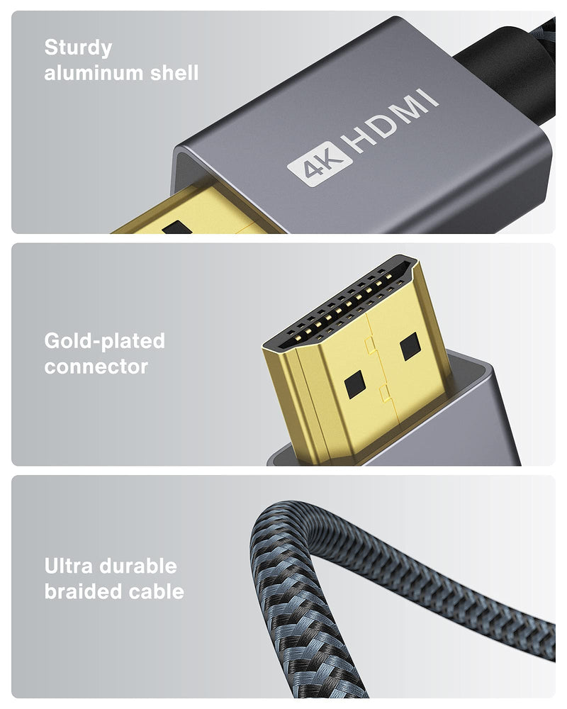 4K HDMI Cable 10ft, iVANKY 18Gbps High Speed HDMI 2.0 Cable, 4k@60Hz HDR Aluminum Shell & Braided HDMI Cord, 2K, 1080P, 3D, 32AWG, ARC for UHD TV, Laptop, Monitor, PS4, Xbox One, &More 10 feet Grey 1