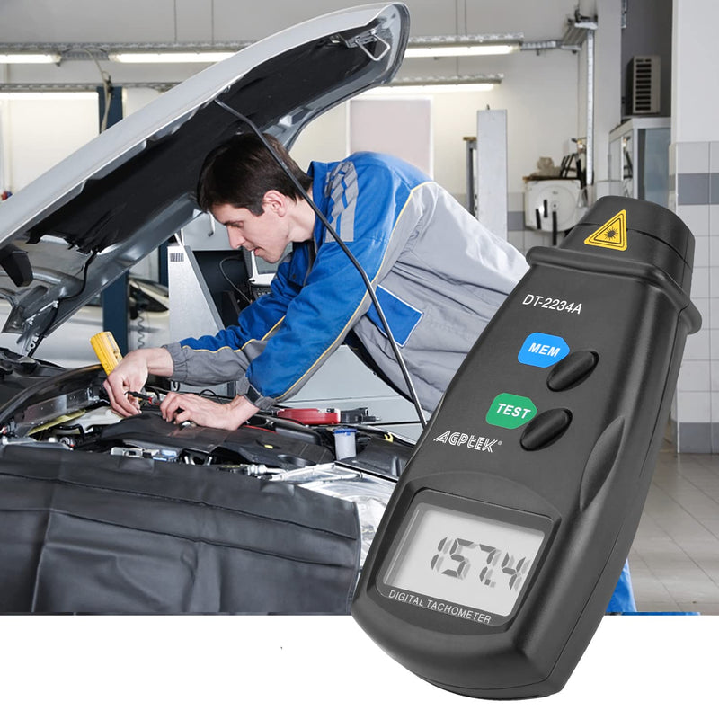 FITNATE 20713A Digital Tachometer, Non-Contact Rotary Photo, Accuracy from 2.5 to 99,999 RPM, Includes Batteries, 3 Packs of Reflective Tape with Carry Bag Black