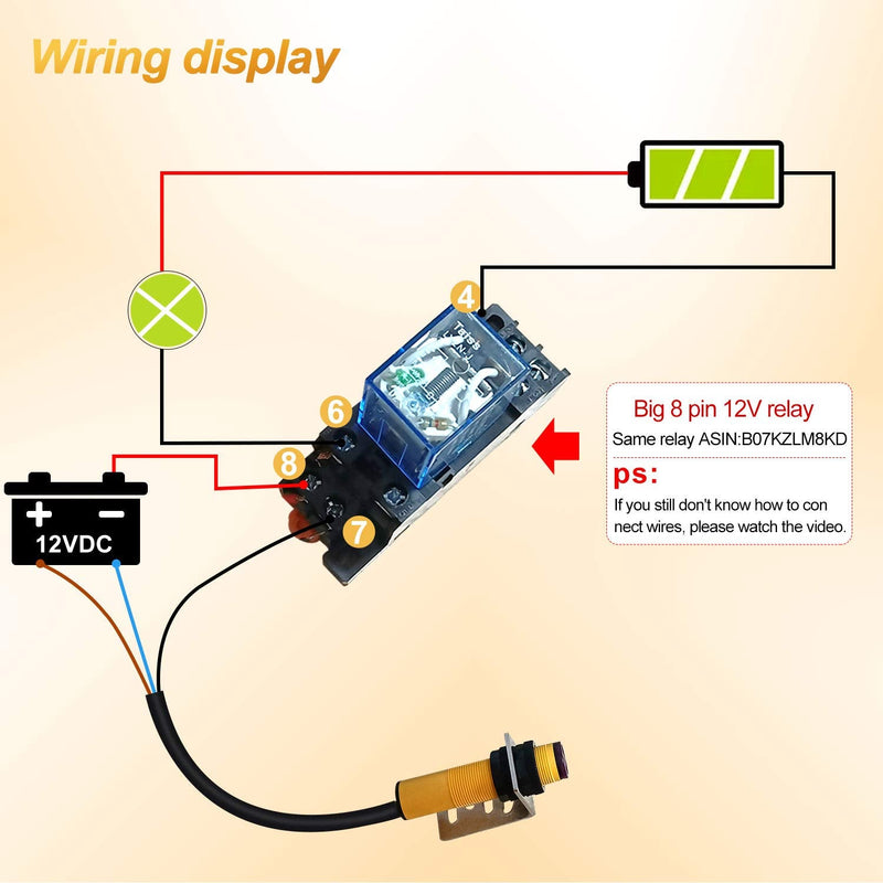 Taiss photoelectric Sensor 30cm Adjustable M18 Diffuse Reflection photoelectric Switch Sensor Optical Three Lines PNP NO（Normally Open）Proximity Switch 6-36VDC E3F-DS30P1