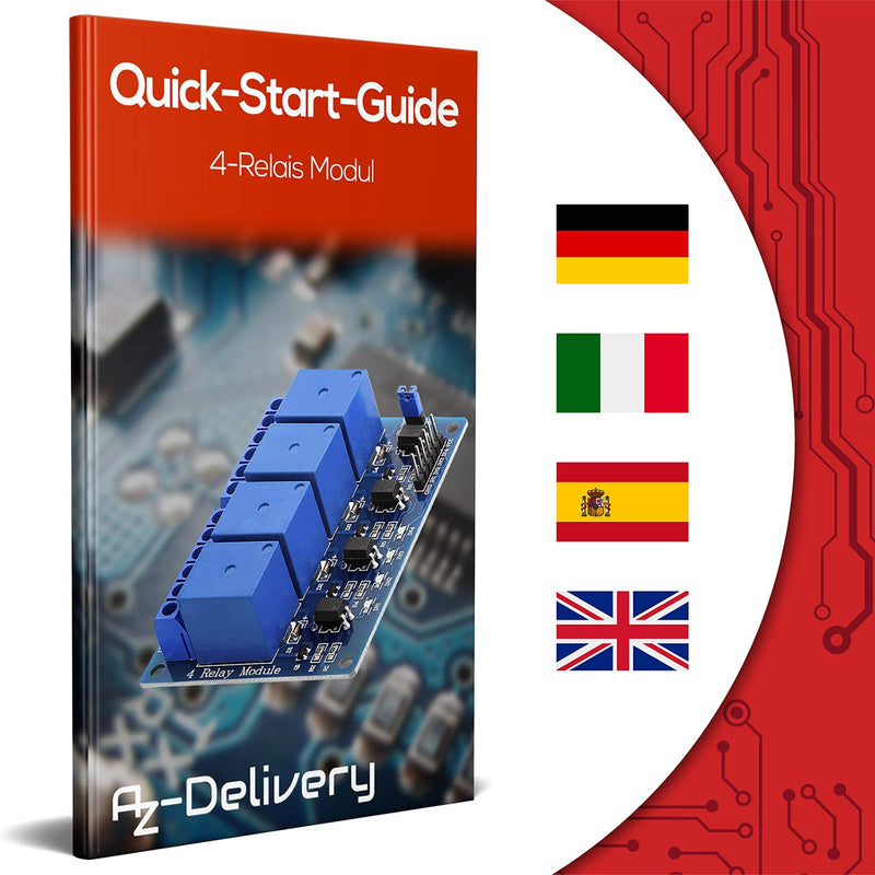 AZDelivery 3 x 4 relay module 5V with optocoupler low-level trigger compatible with Arduino including e-book!