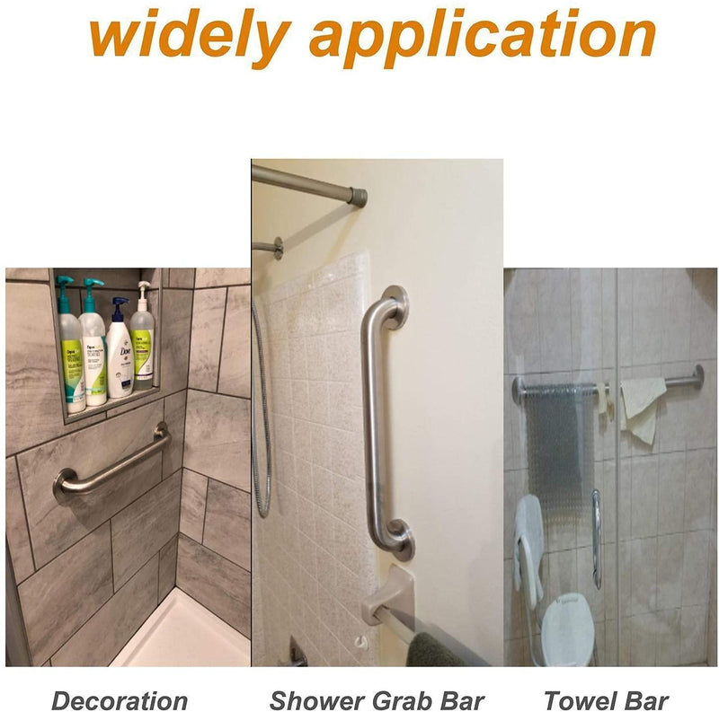 16 Inch Shower Grab Bar Satin Brushed Nickel, ZUEXT Stainless Steel Safety Grab Bar Handle, Bathroom Balance Bar, Safety Hand Rail Support - Handicap, Elderly, Injury, Senior Assist Bath Handle 16 Inch Grab Bar-Satin Brushed Nickel