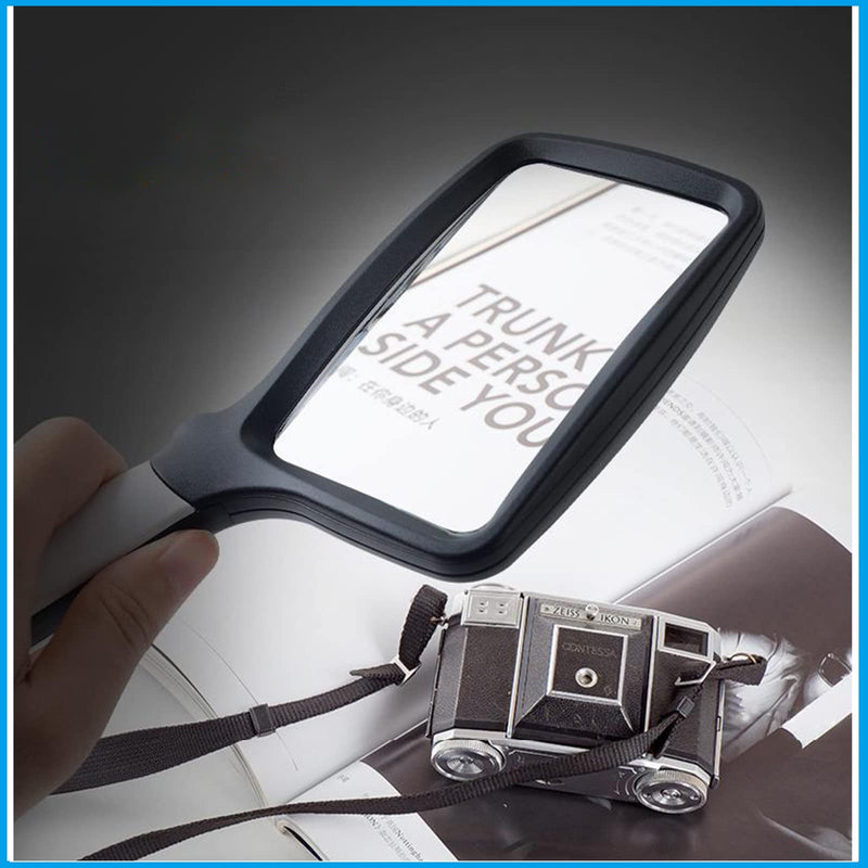 Folded Magnifying Glass with Light, 3X Handheld Large Magnifying Glass LED Lighted Magnifier for Seniors Reading, Soldering, Inspection,Jewelry, Exploring (Folding Handle) Folding Handle