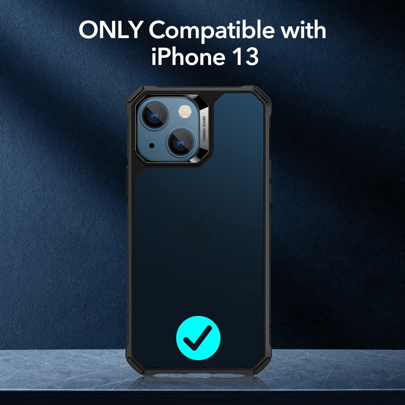 ESR Air Armor Case, Compatible with iPhone 13 Case, Military-Grade Drop Protection, Shock-Absorbing Corners, Yellowing-Resistant Hard Back, Scratch Resistant, Frosted Black