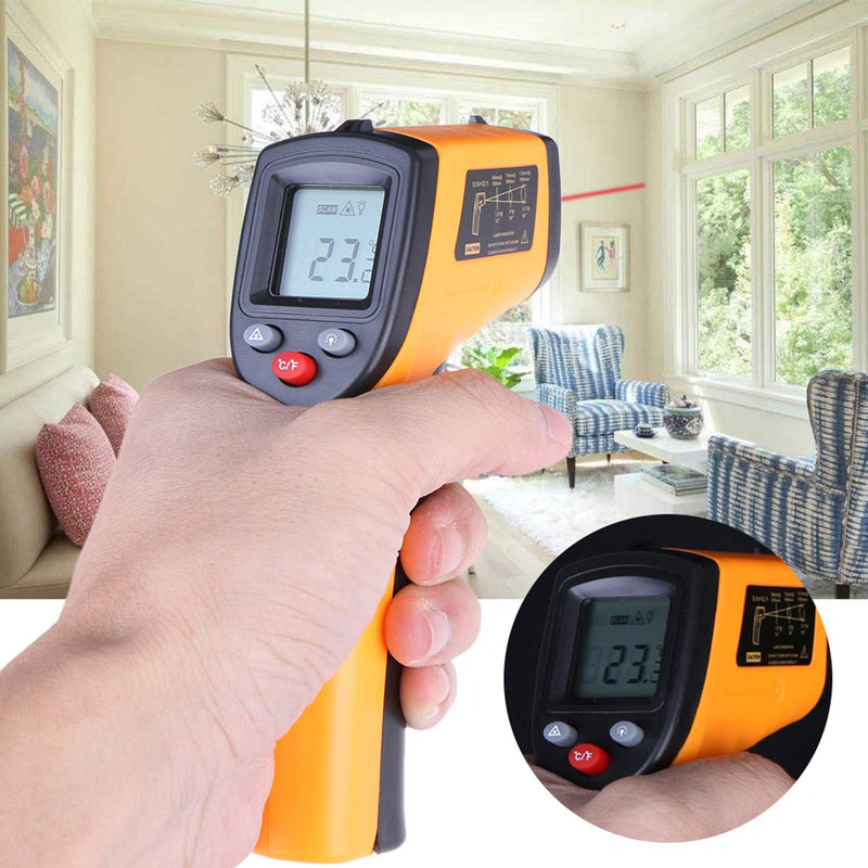 Shkalacar Digital Industrial Temperature Gun,Non-Contact Digital Cooking Thermometer with Backlight (-50-380°C/-58℉-716℉) for Kitchen Food BBQ, Battery not Included (Orange) Orange