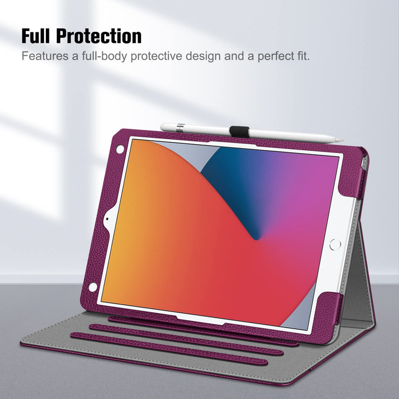 Fintie Case for iPad 9th / 8th / 7th Generation (2021/2020/2019) 10.2 Inch - [Corner Protection] Multi-Angle Viewing Stand Cover with Pocket & Pencil Holder, Auto Wake Sleep, Purple