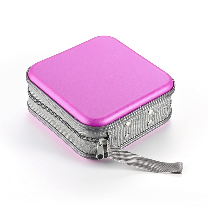 LIOVODE DVD Case, 48 Capacity CD Case Portable CD Case Holder Storage Hard Plastic DVD CD Wallet Holder Organizer for Car (Purple) Purple