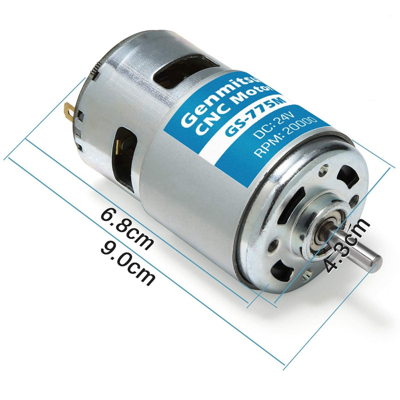 Genmitsu GS-775M Micro DC 24V 20000RPM 775 Motor, Double Ball Bearing, High Power, Noise Suppression, DC Motor Driver for Electrical Tools DIY