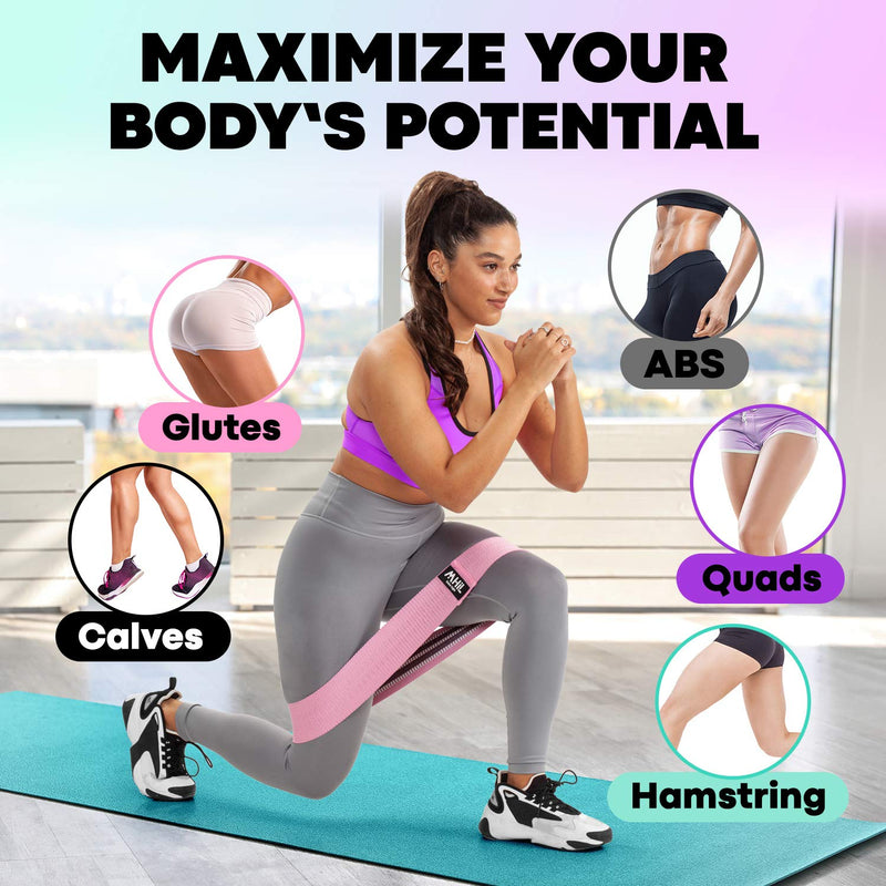 MhIL 5 Resistance Bands Set - Best Exercise Bands, Booty Bands for Women and Men, Workout Bands for Working Out Legs, Butt, Glute- Stretch Fitness Bands for Gym, Weights & Squats, Thick Elastic Fabric Pink, Purple, Green, Grey, Black
