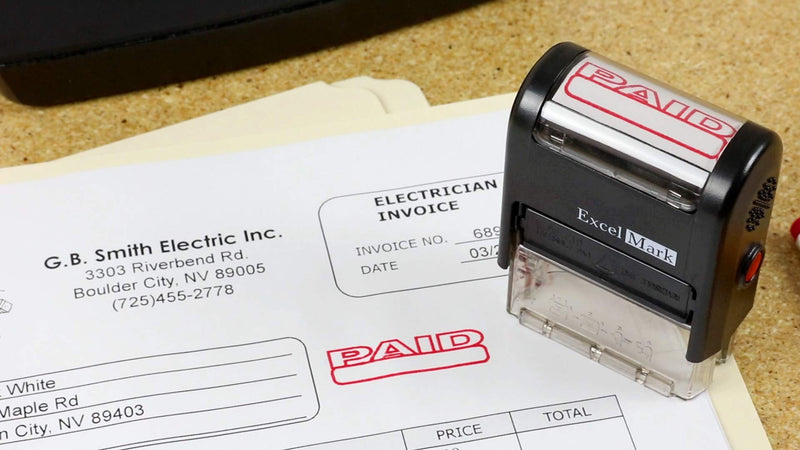 Paid Self Inking Rubber Stamp - Red Ink