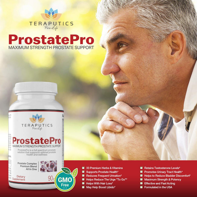 ProstatePro - 33 Herbs Saw Palmetto Prostate Health Supplement for Men | Non GMO Prostate Support Bladder Control Pills to Reduce Frequent Urination & DHT Blocker to Prevent Hair Loss, 90 Capsules