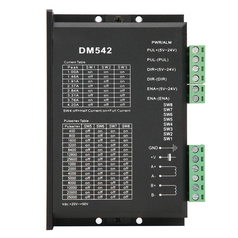 Stepper Driver, Dm542 2 Phase Stepper Motor Driver Dc 18-48v 57/86 Stepper Motor Driver Peak 4.2a