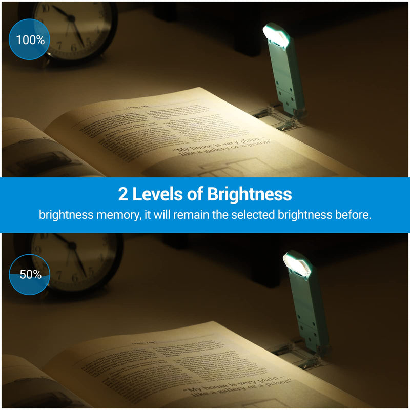 DEWENWILS USB Rechargeable Book Light for Reading in Bed, Warm White, Brightness Adjustable, LED Clip on Book Reading Lights, Perfect for Bookworms, Kids, Blue
