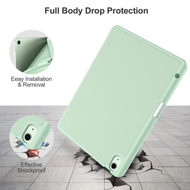 Akkerds Case Compatible with iPad Air 4th Generation Case 2020 10.9 Inch [Pencil Holder/2nd Pencil Charging] [Auto Sleep/Wake], Trifold Stand Smart Case Compatible with iPad Air 4 Case, Green Matcha green