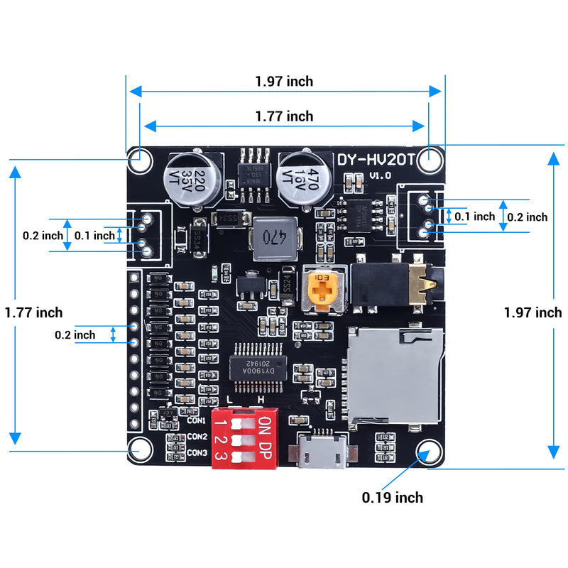 20W Voice Playback Module, PEMENOL DC 6-35V Sound Board USB Downloadable Music Player 24-bit DAC Output MP3 WAV Support TF Card 32GB Max for Broadcast Device DIY