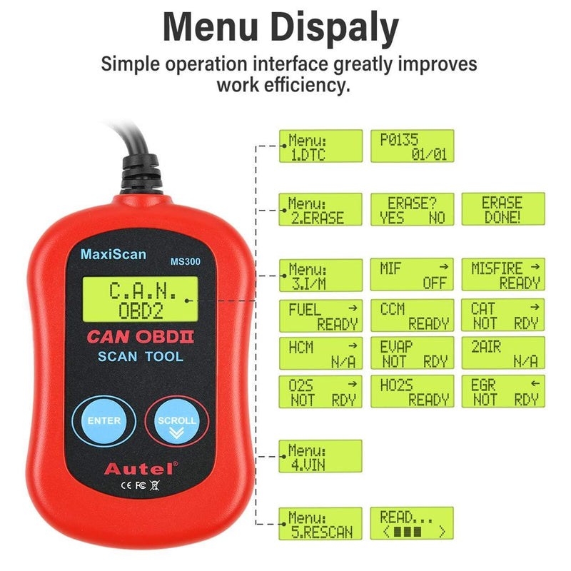 Autel MaxiScan MS300 OBD2 Code Reader Can Diagnostic Scan Tool for OBDII Vehicles