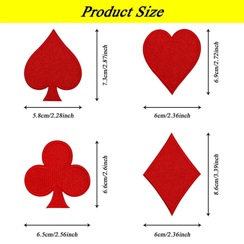 BENOSPACE 8 Pcs Playing Cards Patches,Vegas Gaming Embroidered Iron on Patches for Clothes Dress Hat Pants Shoes Curtain,Spades Cube Heart Poker Appliques DIY Sewing Craft Decoration Applique Patch