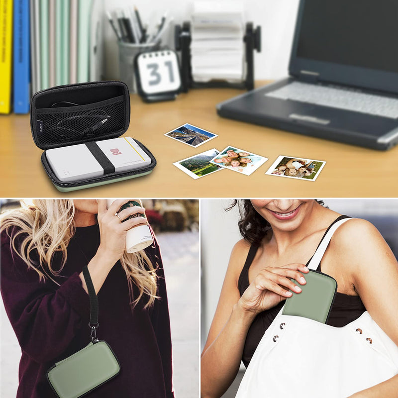 Fintie Carry Case for Kodak Mini 2 HD/Step Wireless Mobile Photo Mini Printer/Mini Shot 2 in 1 Camera & Printer- Hard EVA Shockproof Travel Bag with Inner Pocket/Removable Strap, Sage Green