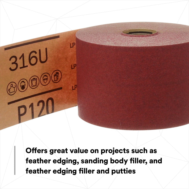 3M Red Abrasive Stikit Sheet Roll, 01687, P120, 2-3/4 in x 25 yd 1