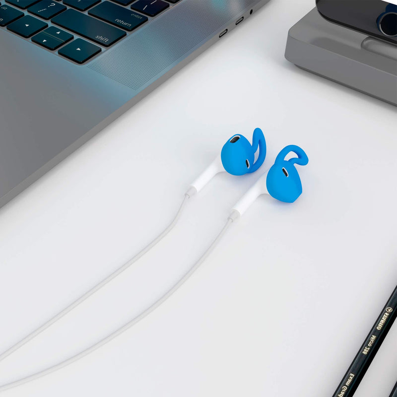 Ear Hook Cover Tips for Earphone Headphones [7 Pairs] Anti-Slip Soft Silicone Ear Gels for Earpods Earbuds, Black, White, Red, Orange, Clear, Blue, Hot Pink