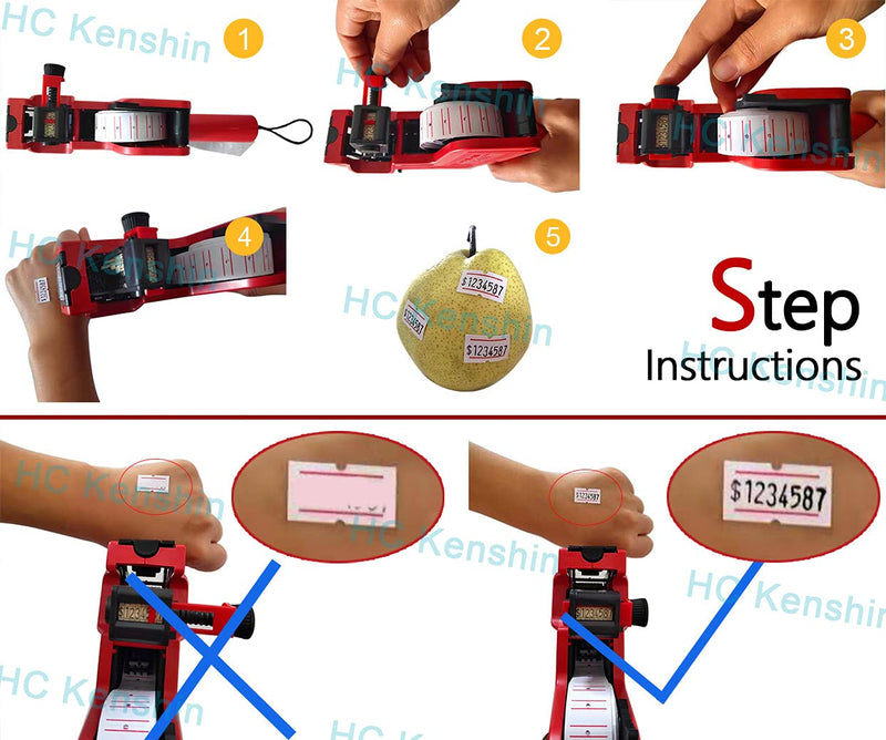 MX-5500 8 Digits Price tag Gun with 5500 White Labels and 3 Ink (Red)