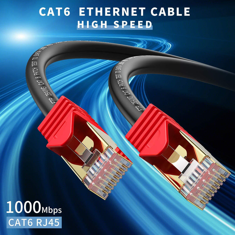 Outdoor Cat 6 Ethernet Cable 15ft, XXONE 26AWG Heavy-Duty Cat6 Networking Cord Patch Cable RJ45 LAN Wire Cable FTP Waterproof Direct Burial cat6-15ft