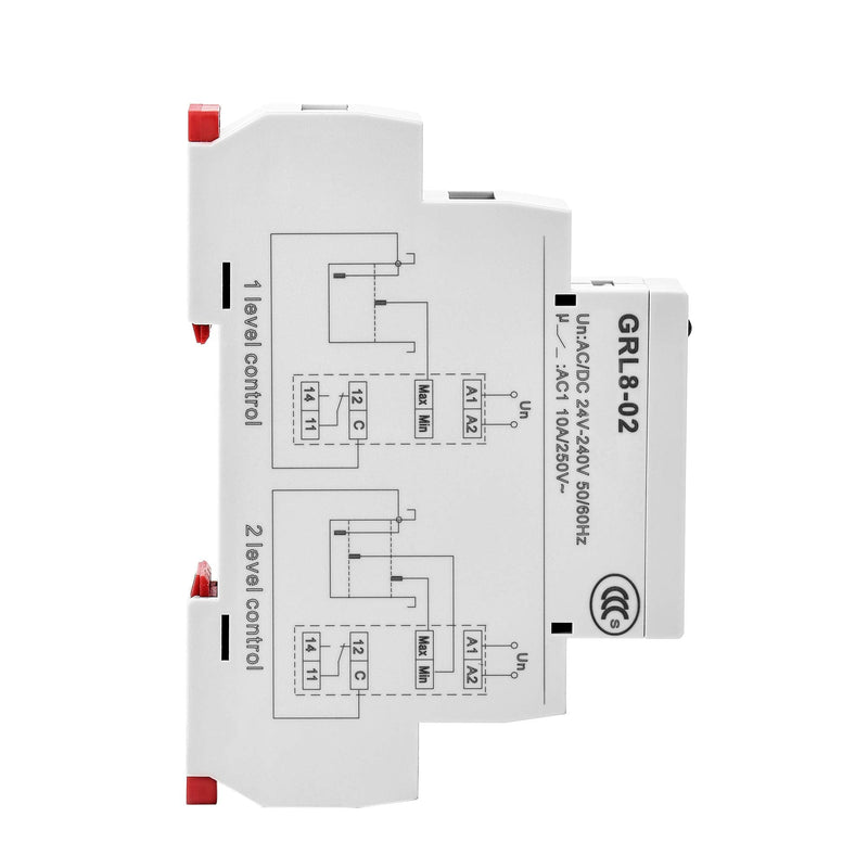 GAEYAELE GRL8 Liquid Timer Control Relay Electronic Liquid Level Controller 10A AC/DC24V-240V GRL8-02,AC/DC24V~240V