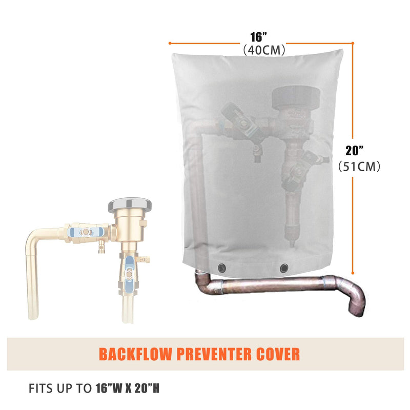 SOKINGCOVER Backflow Winter Cover- Thickened Pipe Insulation Cover with EVA Cotton Multi-Functional Preventers Protection Pouch for Prevent Outside Faucet Freeze(16" W x 20" H, gray)
