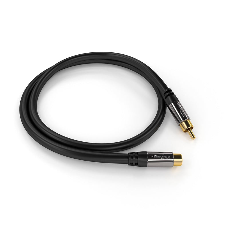 KabelDirekt â€“ 3ft Short â€“ RCA/Phono Extension Lead Cable, Audio/Digital/Video (Coax Cable, RCA/Phono Male to Female, for subs/amps/Hi-Fis, Analog/Digital Audio or Composite Video, 75 ohm, Black) 3 Feet