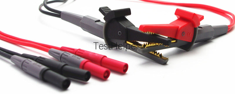 TestHelper TL200 LCR Meter Tester 4 Four Wire Silicone Test Leads Lead Terminal Kelvin Clip Alligator with 4mm Banana Plug