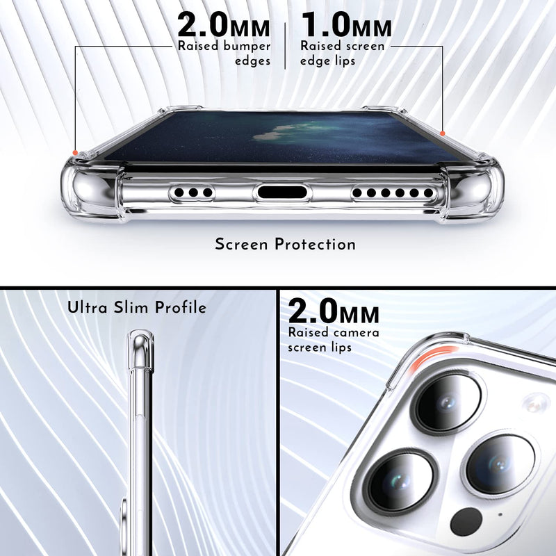 Shields Up Designed for iPhone 14 Pro Max Case, Minimalist Wallet Case with Card Holder (3 Cards) & Ring Kickstand/Stand, [Drop Protection] Slim Protective Cover for iPhone 14 Pro Max 6.7 inch - Clear Clear - iPhone 14 Pro Max