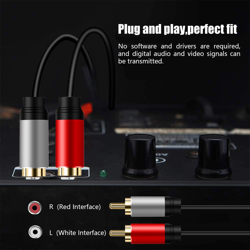 2RCA to 2RCA Cable 3Ft, Tan QY Gold-Plated 2 RCA Male to 2 RCA Male Stereo Audio Cable for Home Theater, HDTV, Gaming Consoles, Hi-Fi Systems (3Ft/1M) 3Ft/1M