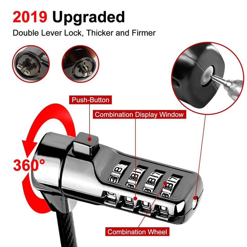 Computer Laptop Cable Lock,Slot Plate 6.23ft Cable,Security Computer Combination Lock, 4 Digital Password Protection Cable, Anti Theft Lock and Notebook Other Device