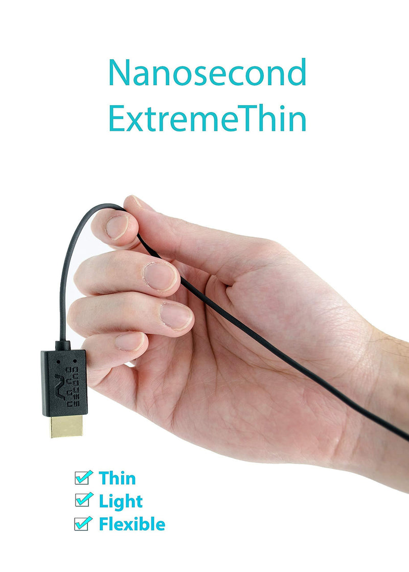 Nanosecond Extreme Slim 2.6â€™ Micro HDMI to Mini HDM Cable -Worldâ€™s Thinnest & Most Flexible HDMI Cable (2.6FT /0.8m) High-Speed Supports Full 1080P, 4K, UltraHD, 3D, Ethernet, and Audio Return Channel