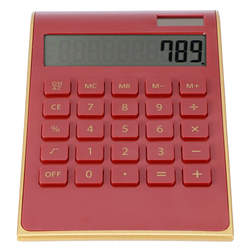 TOPINCN Portable 10 Digits Calculator Tilted LCD Display Ultra Thin Solar Power Calculator for Home Office Business(Red) Red