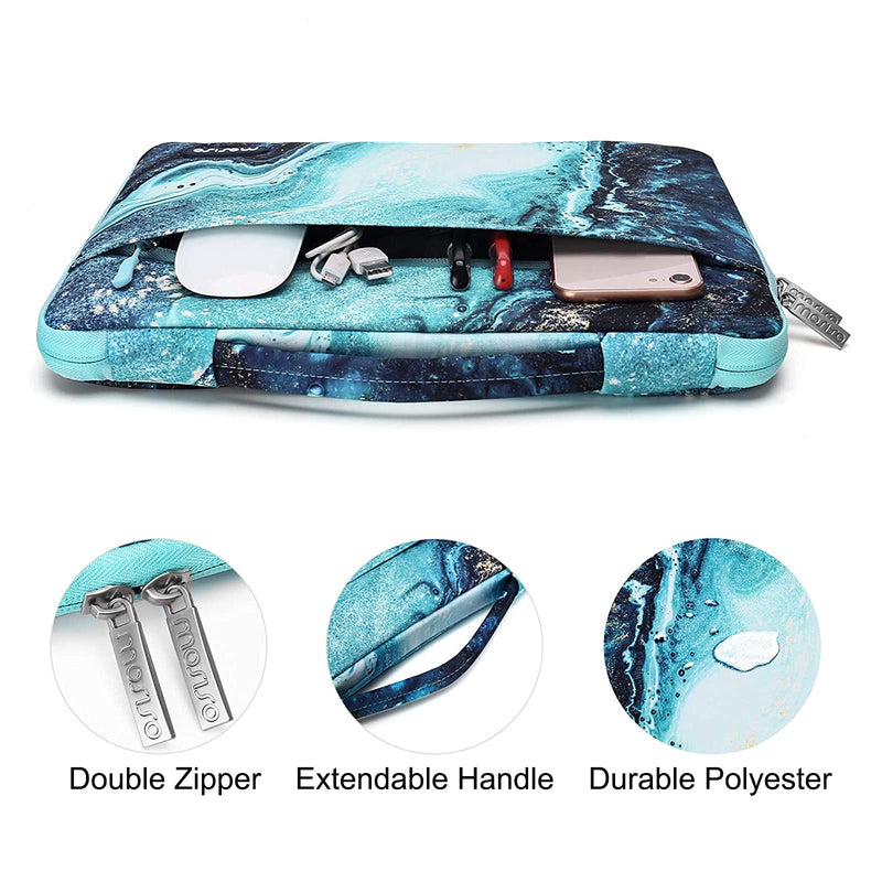 MOSISO Compatible with MacBook Air 13 inch Case 2020 2019 2018 Release A2337 M1 A2179 A1932 Retina, Plastic Creative Wave Marble Hard Shell&Sleeve Bag&Keyboard Skin&Webcam Cover&Screen Protector, Blue