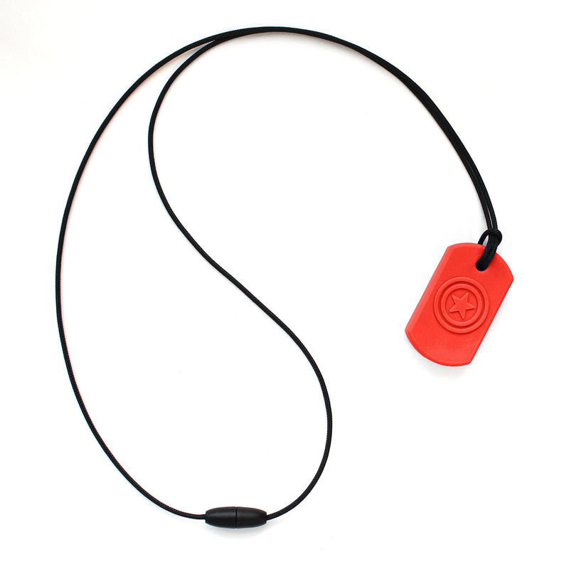 ARK's Super Star Sensory Chew Necklace, Made in The USA (Soft for Mild Chewing, Red)