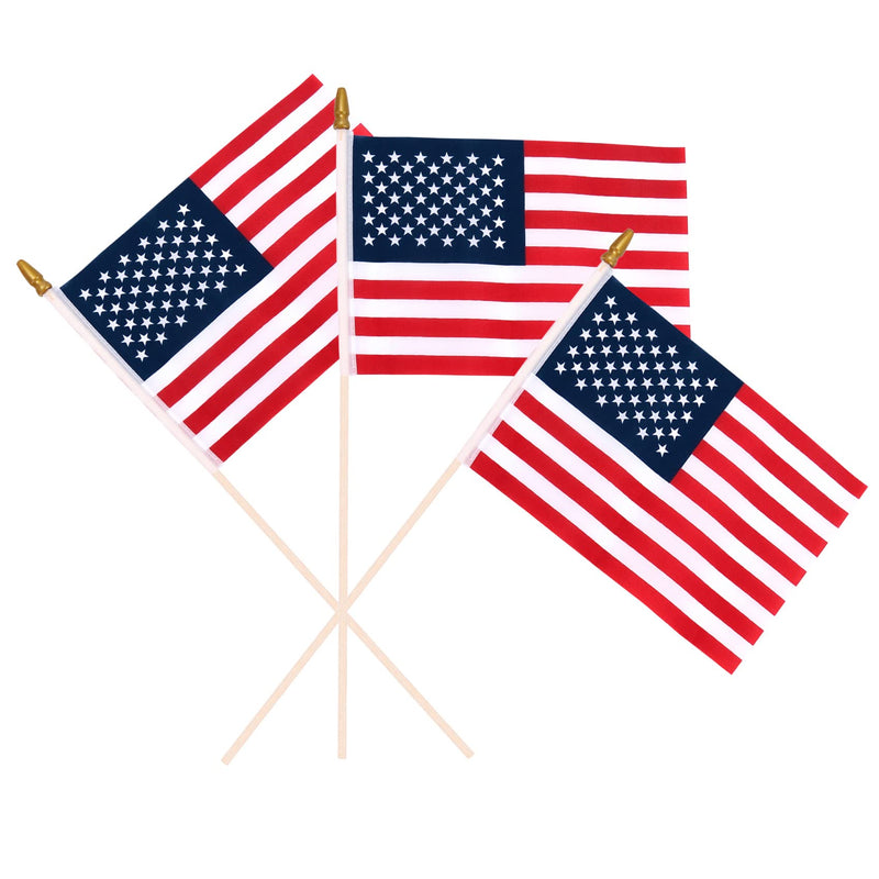 Pack of 100, 4x6 Inch American Flags Handheld Small Flags on The Wooden Stick,with Kid-Safe Spear Top,Perfect for Parades, Decoration, Veteran Party, etc 100 PCS